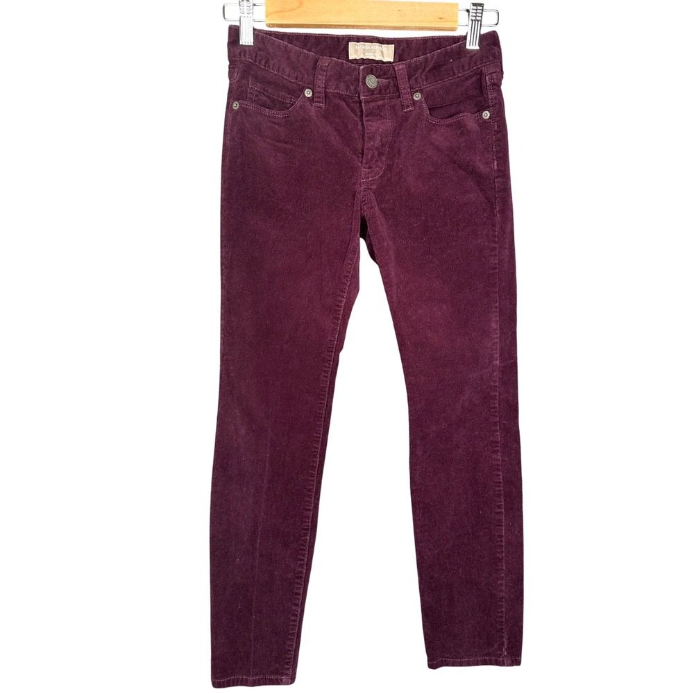 Banana Republic Womens Skinny Corduroy Pants 24/00P Burgundy Petite Stretch Fall - Picture 2 of 7